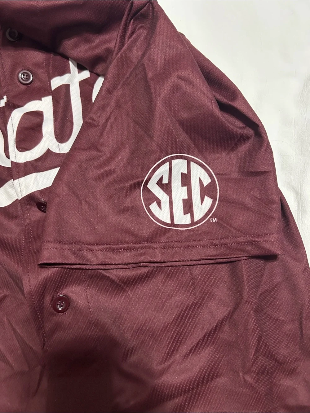 SEC Maroon Men's jersey with state Script